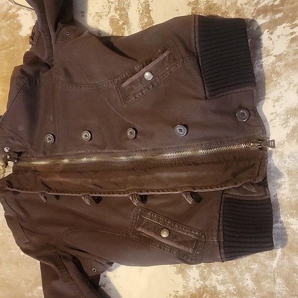 A&F Vintage Y2K Dark Brown Hooded Faux Fur Lined Winter Jacket. Size: L - Picture 8 of 16